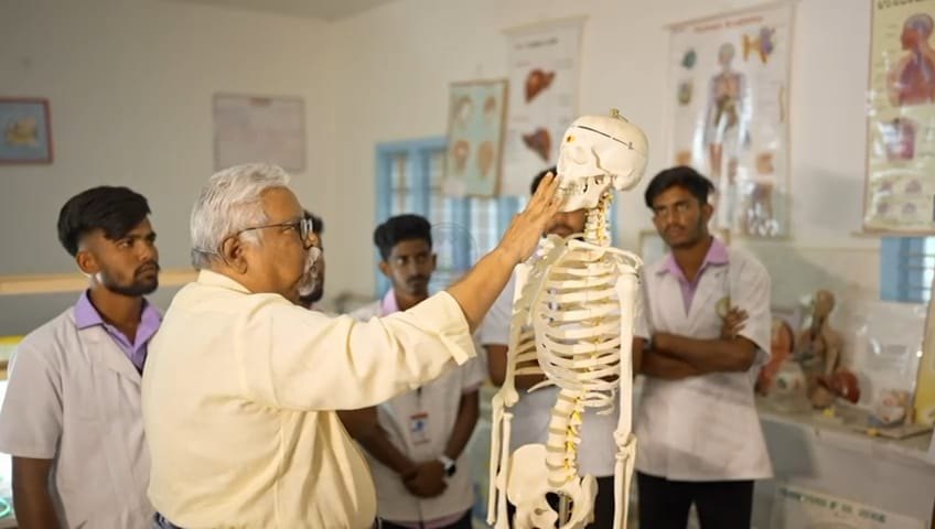 Allied health students taking part in a practical demonstration
